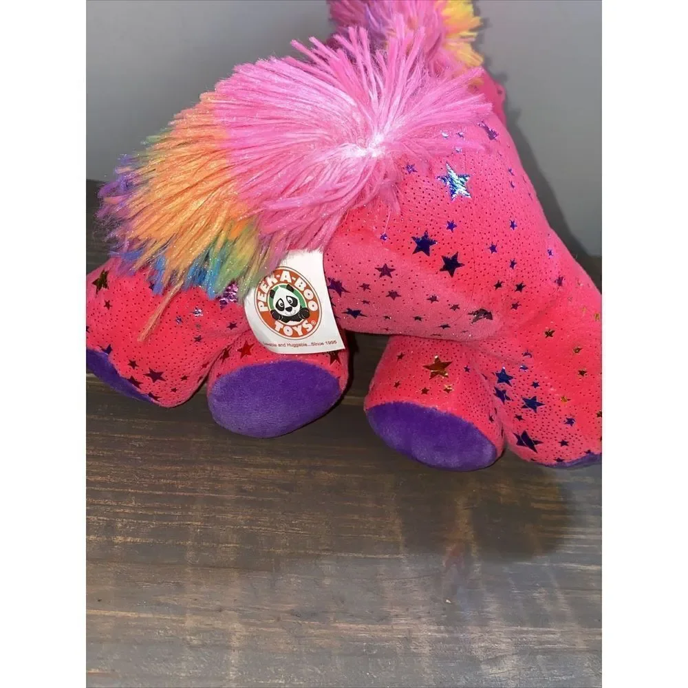 Peek-A-Boo Unicorn Stars Pink Plush Toy 7